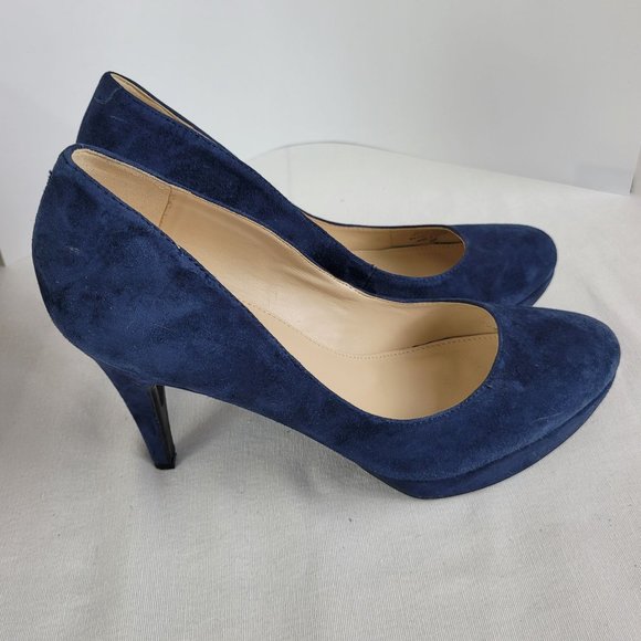 Marc Fisher Sydney Shoes - Marc Fisher Sydney Platform Heels Pumps Women's Blue Suede US Size 8.5M